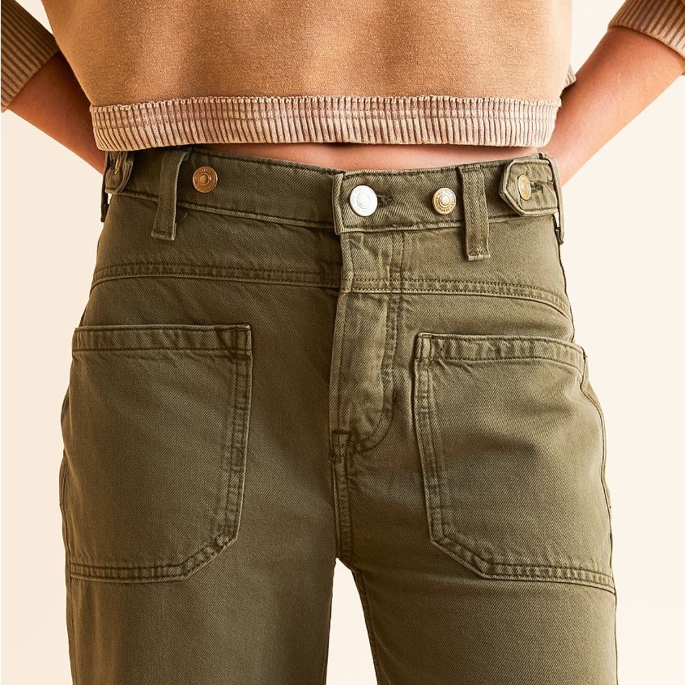 We The Free Palmer Olive Green Wide-Leg Jeans - Picture 4 of 13